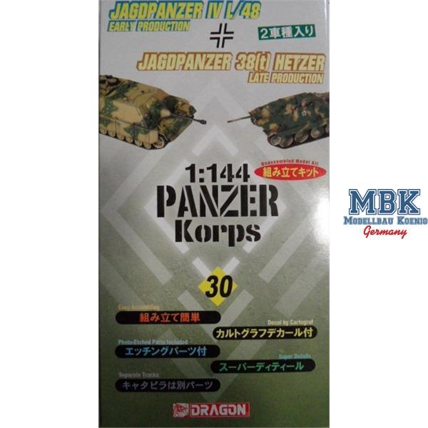 Jagdpz. IV L/48 & Hetzer late dual-pack 1:144 - DRAGON - 14030 - Milit&auml;rmodellbau 1:72-1:76 Panzer Panzer WK.II - Achse  Plastikbaus&auml;tze