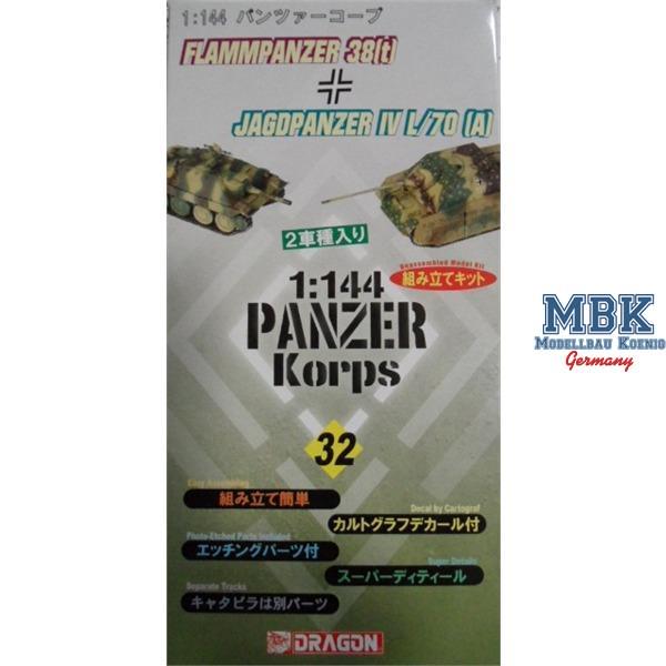 Jagdpz. IV L/70  & Flammpz. 38(t)  dual-pack 1:144 - DRAGON - 14032 - Milit&auml;rmodellbau 1:72-1:76 Panzer Panzer WK.II - Achse  Plastikbaus&auml;tze
