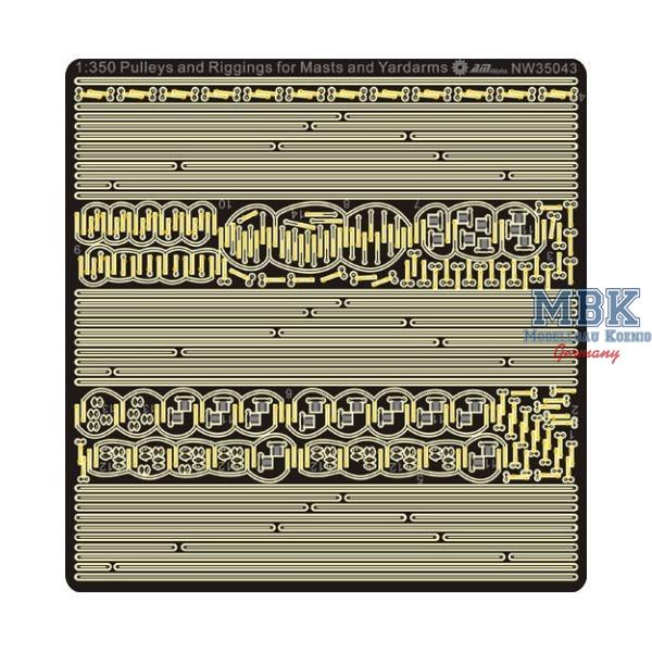 Pulleys and Riggings for Masts and Yardarms - Alliance Modelworks - ANW35043 - Schiffsmodellbau Schiffsmodelle 1:350  &Auml;tzteile