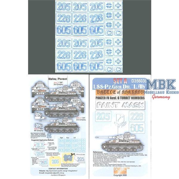 LSSAH PzIV Ausf.G Kharkov Numbers (Set A Paint Mas - ECHELON - ECH356036 - Milit&auml;rmodellbau 1:35 Zur&uuml;stteile Decals  Echelon