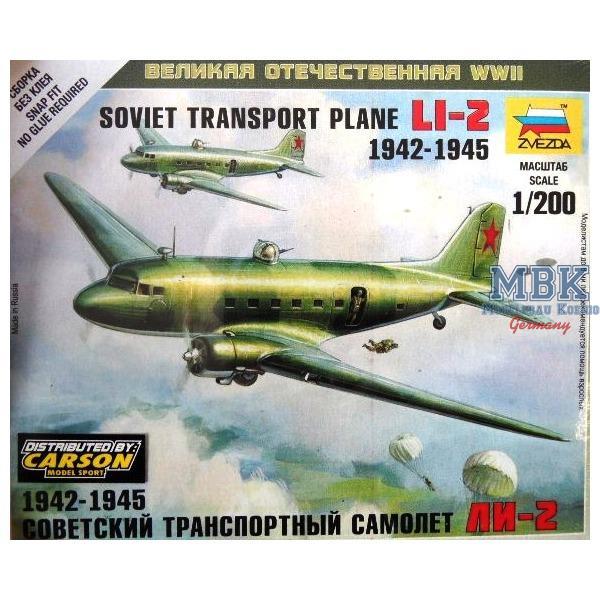 1:144 WW2 sov. Li-2 Transportflugzeug - ZVEZDA - ZV6140 - Flugzeugmodellbau 1:72 Alliierte WK.II  Rote Armee