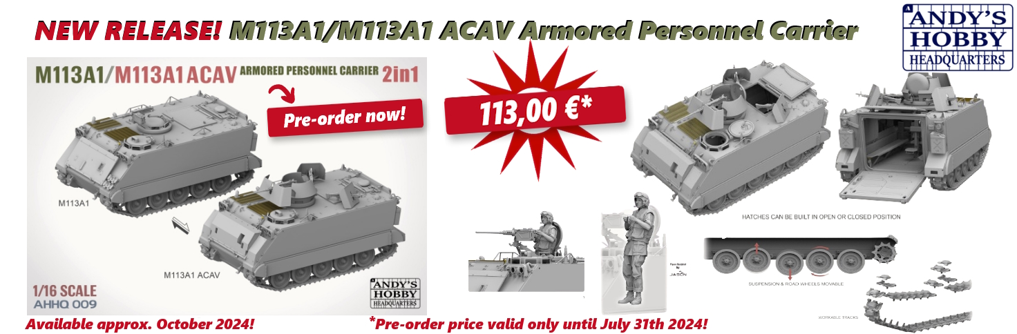 New release M113 U.S. Armored Personnel Carrier (1:16) AHHQ-009
