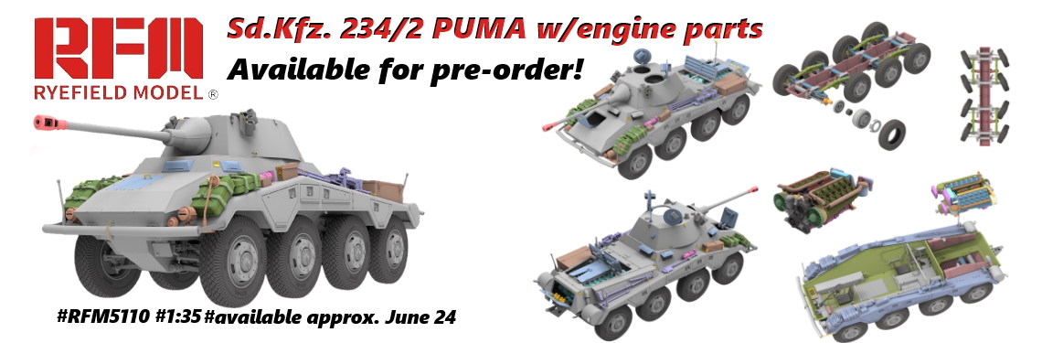 New release RFM5110 Sd.Kfz. 234/2 PUMA w/engine parts