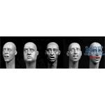 5 heads with various Scared European faces 1/32