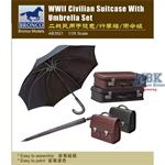 WWII Civilian Suitcase with Umbrella Set