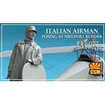 Italian Airman Posing at Nieuport Rudder