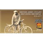 British Army Cyclist securing his rifle