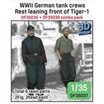 WWII German tank crews set leaning front of Tank