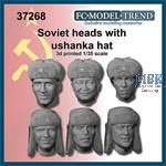 Soviet soldier heads with ushanka WWII