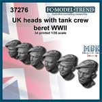 UK tank crew heads with beret WWII