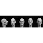 5 heads with starved, emaciated features