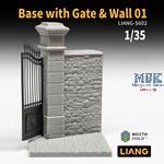 Mauerstück m. Tor / Base w/gate and wall 01 (1:35)