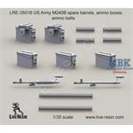 US Army M240B spare barrels, ammo boxes, belts