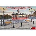 Street accessories with lamps & clocks