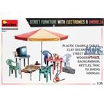 Street furniture with electronics & umbrella