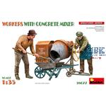 Workers with concrete mixer