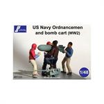 4 US Navy Ordnancemen and Bomb Cart (WW II)