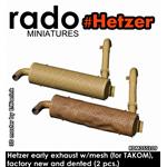 Hetzer initial muffler - dented and new (Takom)