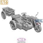 Zündapp KS750 motorcycle & Sidecar+Anhänger (1:16)