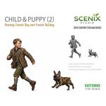 French Child & Puppy (Child & German Shepherd)
