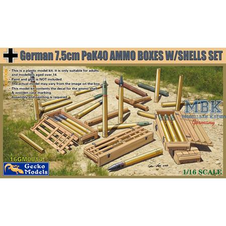 German 7,5 cm Pak 40 AMMO Boxes w/shells set
