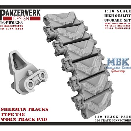 Sherman tracks Type T48 worn pads 1/16