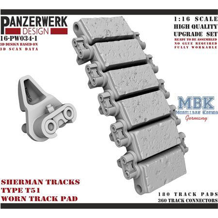 Sherman tracks Type T51 worn pads 1/16