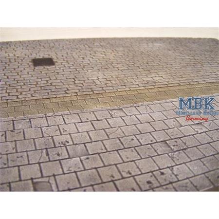 Large Cobblestone Road Section with Sidewalk