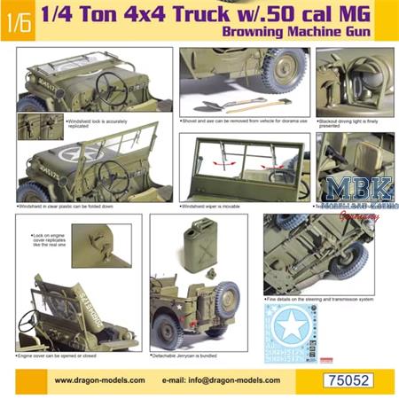US 1/4 Ton 4x4 Truck w/M2 .50 cal MG  1:6