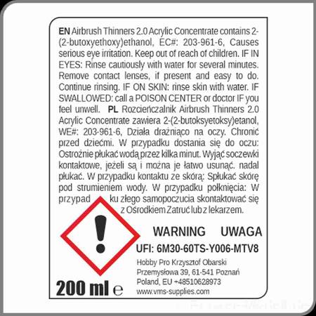 Thinners 2.0 acrylic 200 ml concentrate