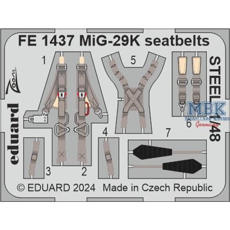 Mikoyan MiG-29K seatbelts STEEL 1/48