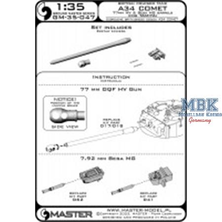 A34 Comet - 77mm HV gun barrel & Besa MG barrels