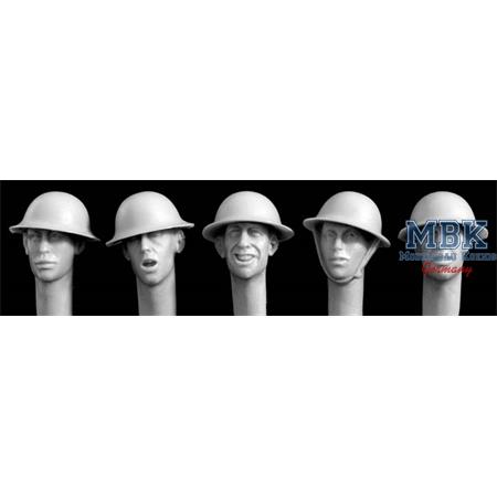 5 Heads British WWI Steel helmets