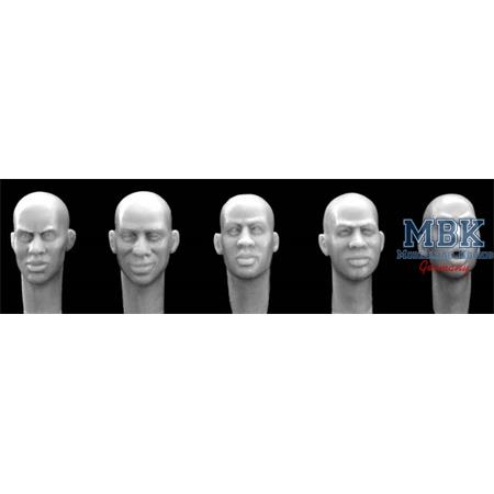 5 different African bald Heads