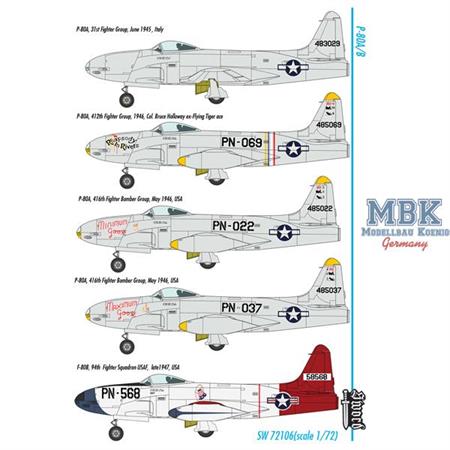 Lockheed P-80A/B 5 camouflaged versions