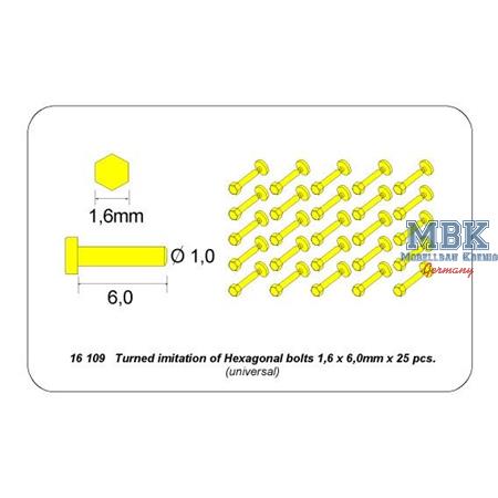 Turned imitation of Hexagonal bolts 6,0 mm 25 pcs.