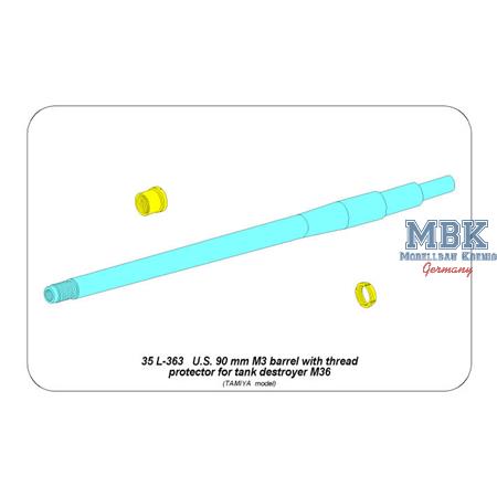 U.S. 90 mm M3 barrel with thread protector for M36