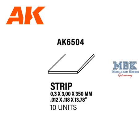 Styrene Strips 0.30 X 3.00 X 350mm (10 units)