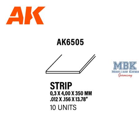 Styrene Strips 0.30 X 4.00 X 350mm (10 units)