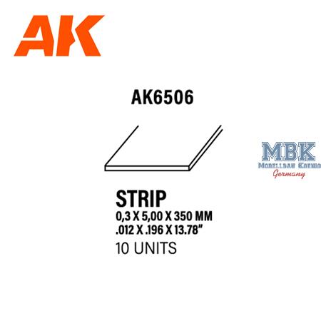 Styrene Strips 0.30 X 5.00 X 350mm (10 units)