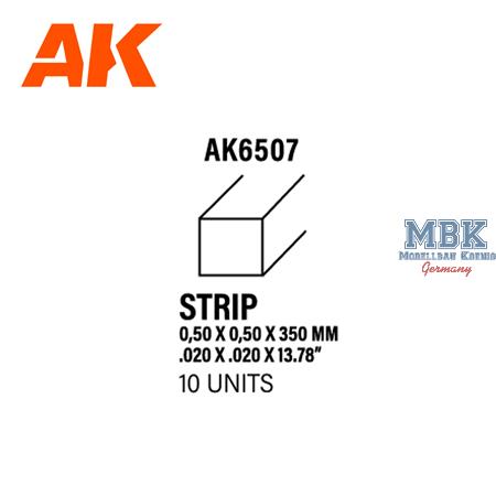 Styrene Strips 0.50 X 0.50 X 350mm (10 units)