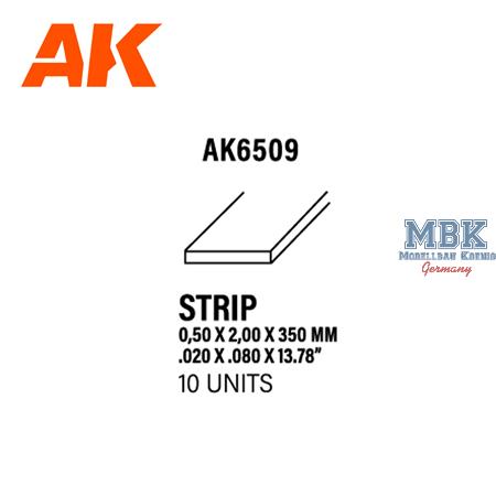 Styrene Strips 0.50 X 2.00 X 350mm (10 units)