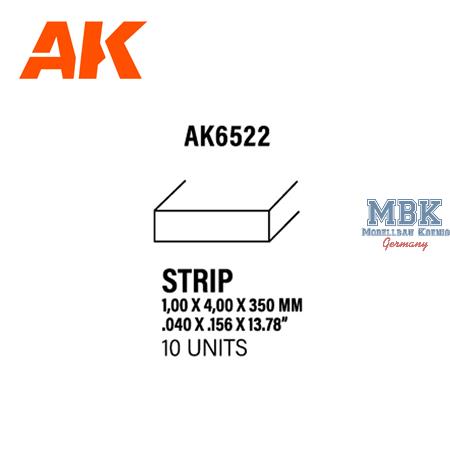 Styrene Strips 1.00 X 4.00 X 350mm (10 units)