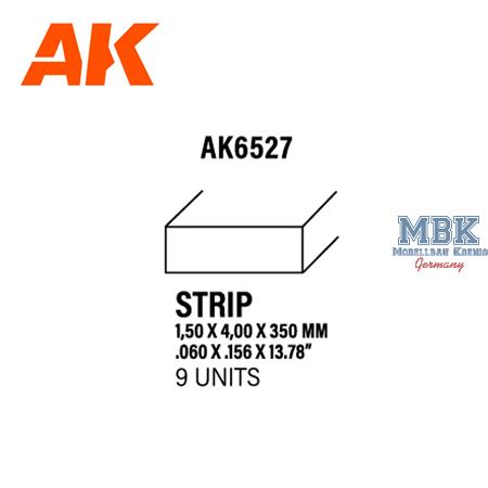 Styrene Strips 1.50 X 4.00 X 350mm (9 units)