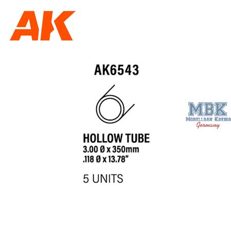 Styrene Hollow Tube 3.00 diameterX350mm (5 units)