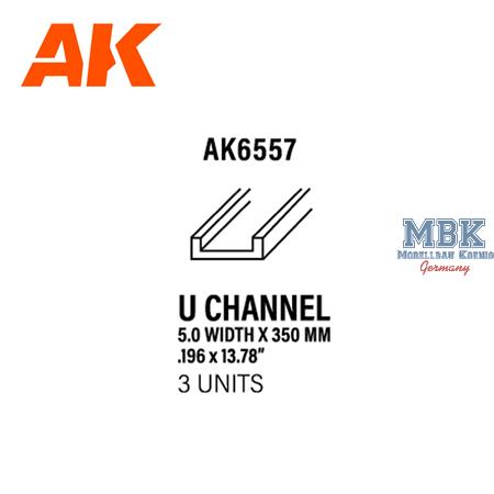 Styrene U-Channel 5.00 width X 350mm (3 units)