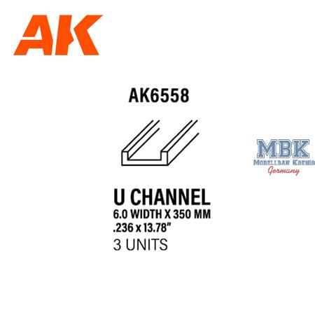 Styrene U-Channel 6.00 width X 350mm (3 units)