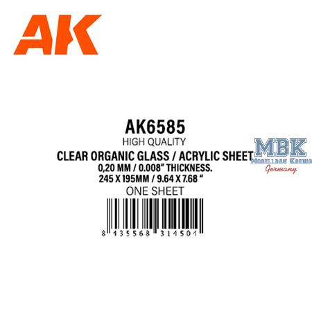 Acrylic Clear Organic Glass 0.2 x 245 x 195mm