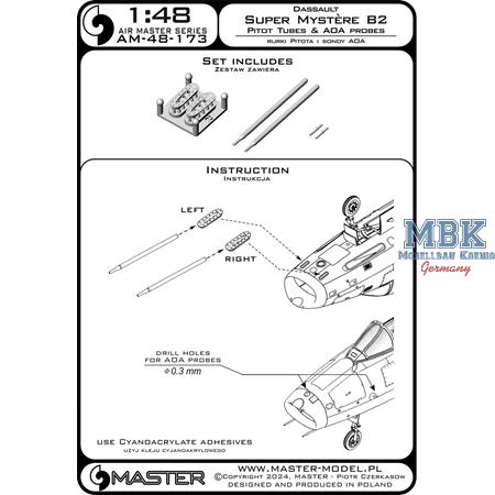 Dassault Super Mystère B2 - Pitot Tubes & probes