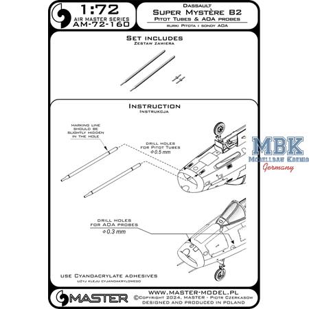 Dassault Super Mystère B2 - Pitot Tubes & pobes